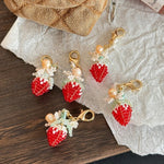 Load image into Gallery viewer, Handmade Strawberry Flower Zipper Pull Charm N6D048