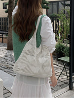 Load image into Gallery viewer, Vintage Knit Heart Mesh Tote Bag Women N6C068