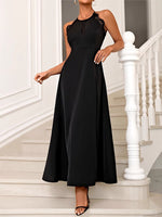 Load image into Gallery viewer, Black Lace Halter High Slit Long Evening Gown Women N5A959