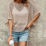 Load image into Gallery viewer, Round Neck Solid Bat Sleeve Loose Knit Top Women N6A075