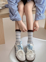 Load image into Gallery viewer, Stripe Slouch Socks Women Cotton Blend N6C178