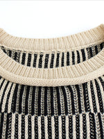 Load image into Gallery viewer, Checkered Knit Sweater Round Neck Long Sleeve N6B038