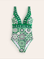 Load image into Gallery viewer, Retro Diamond Print One-Piece Swimsuit Women N6C300