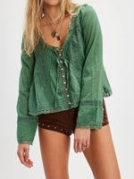 Load image into Gallery viewer, Autumn Lace U Neck Blouse Long Sleeve Women N6A186