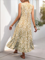 Load image into Gallery viewer, V-neck Abstract Print Sleeveless Dress Women N6B054