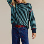 Load image into Gallery viewer, Stripe Round Neck Sweater Women Loose Casual Knit N5A890