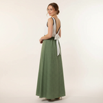 Load image into Gallery viewer, Elegant Contrast V-Neck Backless Green Maxi Dress N6A088