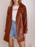 Load image into Gallery viewer, Designer Brown Leather Jacket Women N5A755