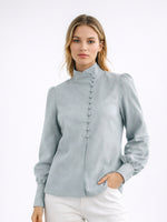 Load image into Gallery viewer, Mandarin Collar Office White Shirt Women N6C135