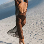 Load image into Gallery viewer, Sheer Vacation Cover-up Backless Knit Dress Women N6A058