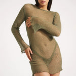 Load image into Gallery viewer, Sexy Knit Hollow Out Beach Cover Up Dress Women N6A059
