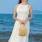 Load image into Gallery viewer, Handwoven Color Block Wood Bead Bag Beach Women S5P966