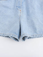 Load image into Gallery viewer, Pocket Detail Denim Short Jumpsuit N6F001