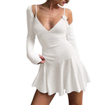 Load image into Gallery viewer, Floral Rib Knit Slip Dress Strappy Rabbit Velvet N5A797