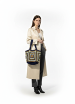 Load image into Gallery viewer, Handmade Cotton Woven Crochet Tote Beach Bag N6A082