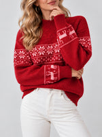 Load image into Gallery viewer, Snowflake Jacquard Half High Collar Knit Sweater N6H261