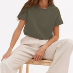 Load image into Gallery viewer, Cotton Crew Neck T-Shirt Short Sleeve Casual Top N6A149