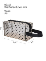 Load image into Gallery viewer, Beige Mesh Black Heart Makeup Pouch Women N6B151