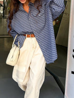 Load image into Gallery viewer, Retro Plaid Cardigan Blouse Women Casual N6A194