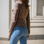Load image into Gallery viewer, Tweed Blazer Women Orange Short Cropped Jacket N5A777