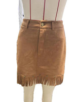 Load image into Gallery viewer, Retro Fringe Suede Panel Skirt Women Brown N6C107