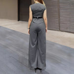Load image into Gallery viewer, Gray Sleeveless Jumpsuit Women V Neck Office Wear N5A894
