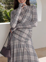 Load image into Gallery viewer, Stand Collar Plaid Dress Women N5A451