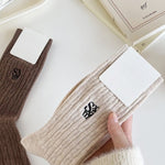 Load image into Gallery viewer, Cable Letter Crew Socks Women Cotton Stackable M5A305