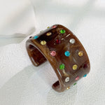 Load image into Gallery viewer, Colorful Crystal C-Shape Resin Bangle Bracelet N6F097