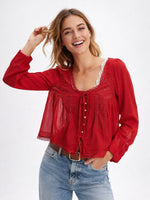Load image into Gallery viewer, French Lace U Neck Blouse Women N6C097
