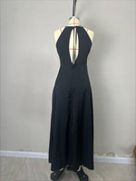 Load image into Gallery viewer, Black Lace Halter High Slit Long Evening Gown Women N5A959