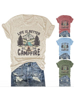 Load image into Gallery viewer, Life is Better by the Campfire Round Neck T-Shirt N6E138