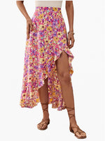 Load image into Gallery viewer, Tie Side Slit Floral Midi Skirt Women N6A107