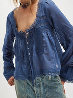 Load image into Gallery viewer, Autumn Lace U Neck Blouse Long Sleeve Women N6A186