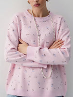 Load image into Gallery viewer, Floral Print Knit Pullover Round Neck Long Sleeve N6G145
