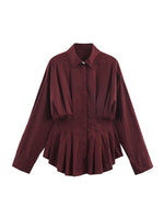 Load image into Gallery viewer, Design Pleated Poplin Shirt Women Versatile Long Sleeve N6A169