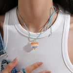 Load image into Gallery viewer, Enamel Drop Heart Necklace Glass Pendant Handmade S5P886