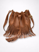 Load image into Gallery viewer, Handmade Fringe Drawstring Bucket Bag Women N6C220