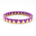 Load image into Gallery viewer, Rainbow Triangles Bracelet Modular Gold Enamel S5P050