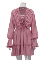 Load image into Gallery viewer, V-neck Ruffle Sleeve Flared Hem Dress Women N6C191
