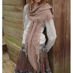Load image into Gallery viewer, 20 Percent Yak Down Wool Blend Fringe Knit Scarf N6K232