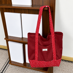 Load image into Gallery viewer, Women's Large Floral Color-Block Suede-Feel Tote Bag N6J210