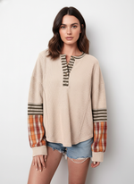 Load image into Gallery viewer, V-Neck Plaid Pullover Sweatshirt Women Relaxed Fit N6B078