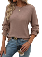 Load image into Gallery viewer, Relaxed Ribbed Long Sleeve T-Shirt Women N6A197