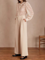 Load image into Gallery viewer, Elegant Floral Lace Blouse Women Round Neck N6C092