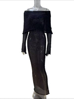 Load image into Gallery viewer, Beach Knit 1shoulder Long Sleeve Long Dress Women N6A063