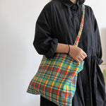Load image into Gallery viewer, Iridescent Tartan Shoulder Bag Pure Cotton S5P272