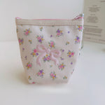 Load image into Gallery viewer, Floral Bow Embroidered Cosmetic Pouch Cotton Nylon S5P287