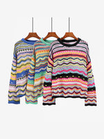 Load image into Gallery viewer, Striped Color-Block Loose Round Neck Pullover Sweater N6H303