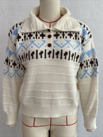 Load image into Gallery viewer, Fair Isle Polo Half Zip Knit Sweater Women Commuter N6H283